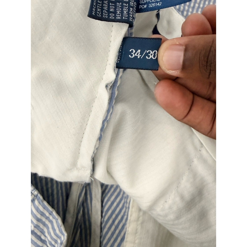 Polo Ralph Lauren Seersucker Pants Mens 34x30 Blue White Striped Summer Cotton - Picture 8 of 12
